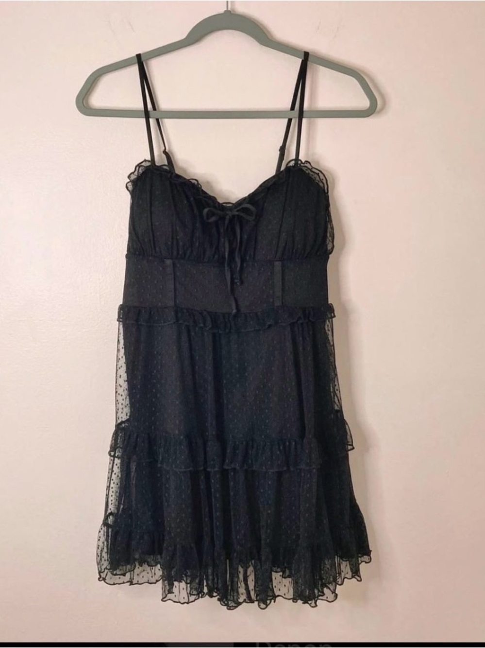 wild fable Black Ruffle-Tiered Mini Sundress
